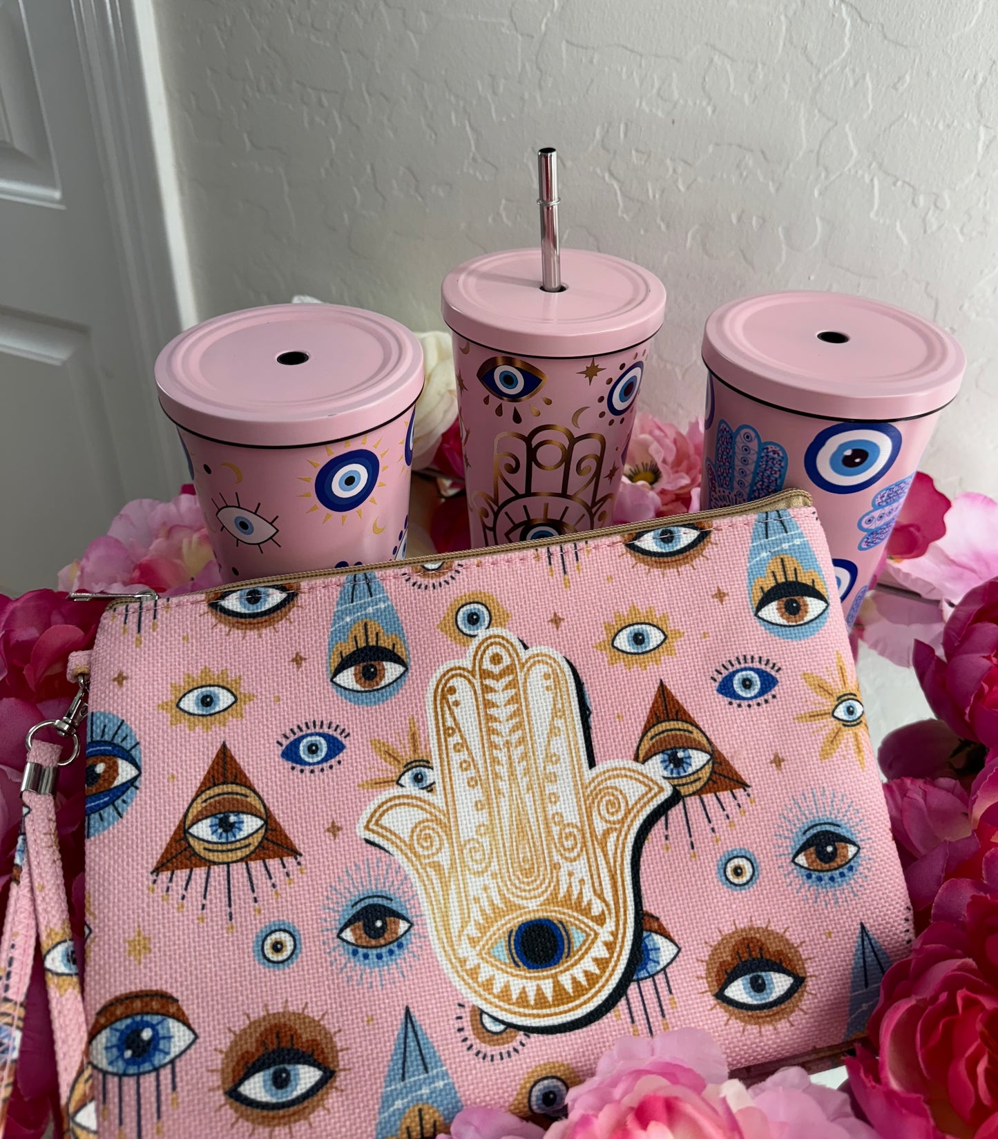 EVIL EYE MAKEUP BAG - PINK