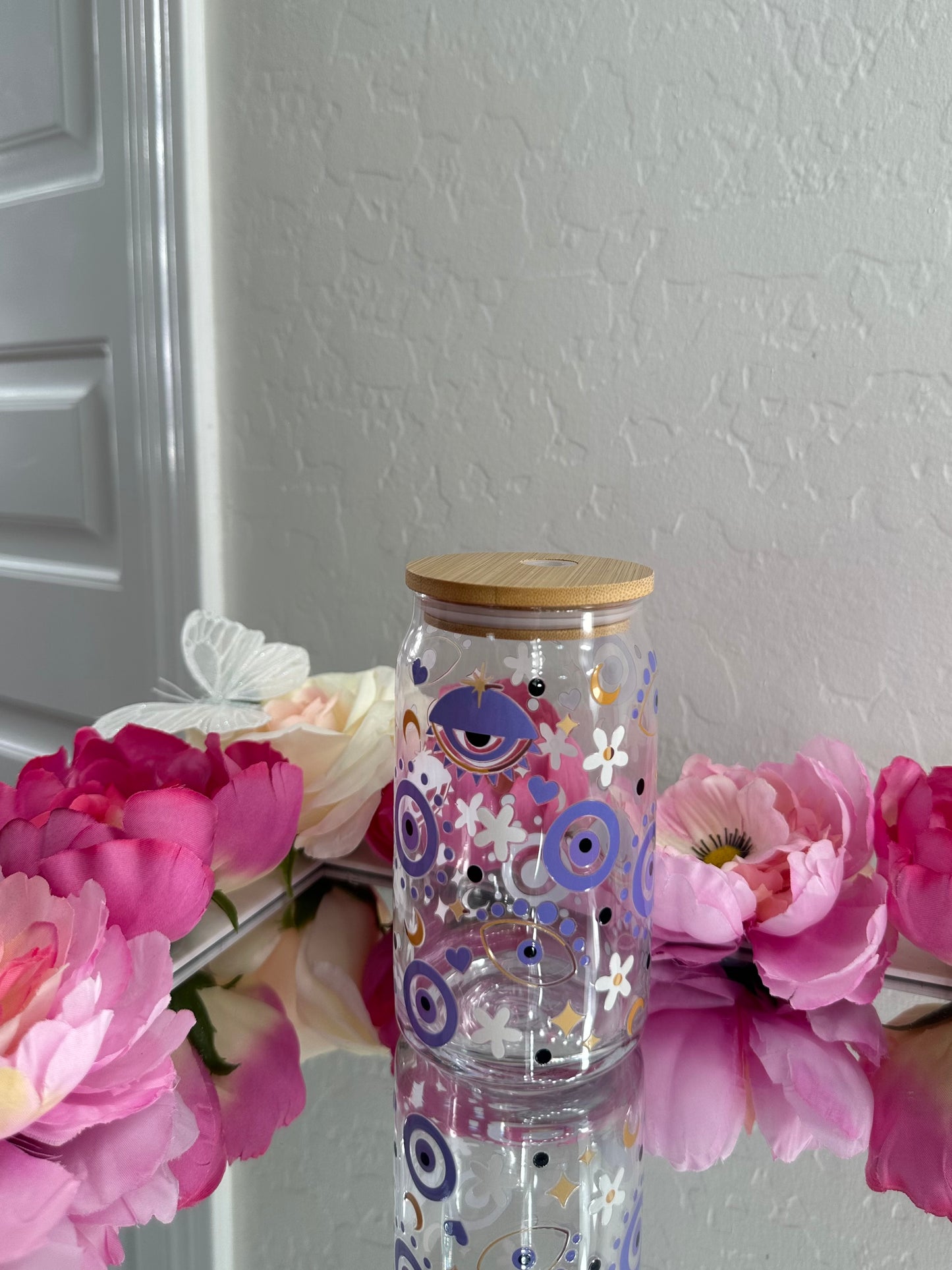 EVIL EYE GLASS TUMBLER (16 oz)