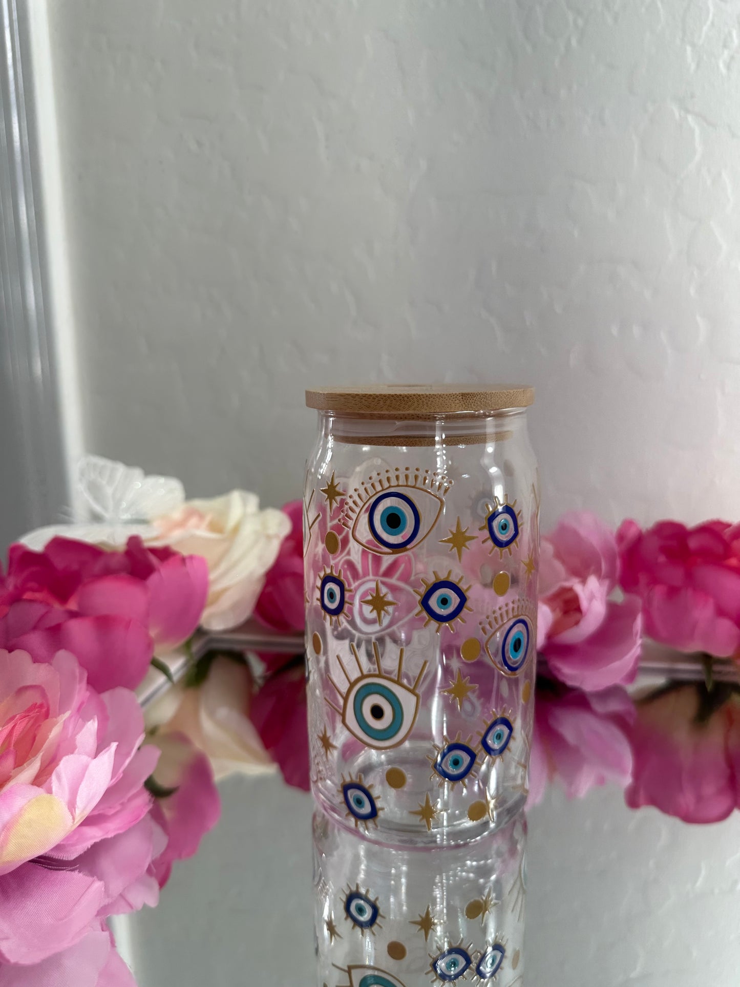 EVIL EYE GLASS TUMBLER (16 oz)
