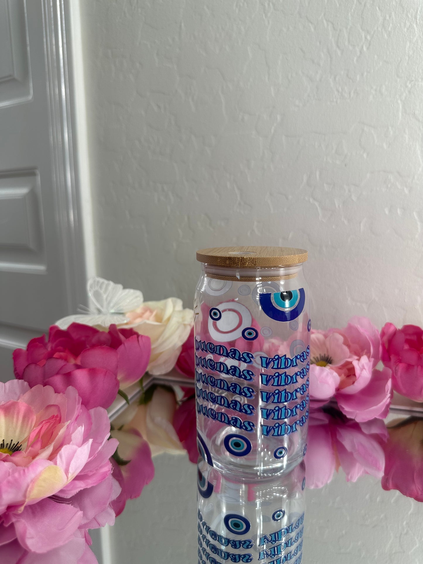 EVIL EYE GLASS TUMBLER (16 oz)