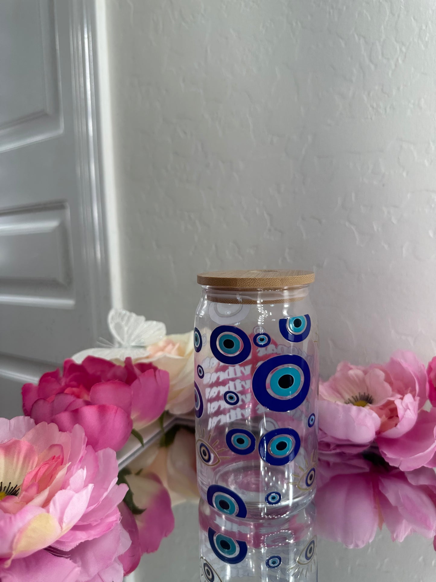 EVIL EYE GLASS TUMBLER (16 oz)
