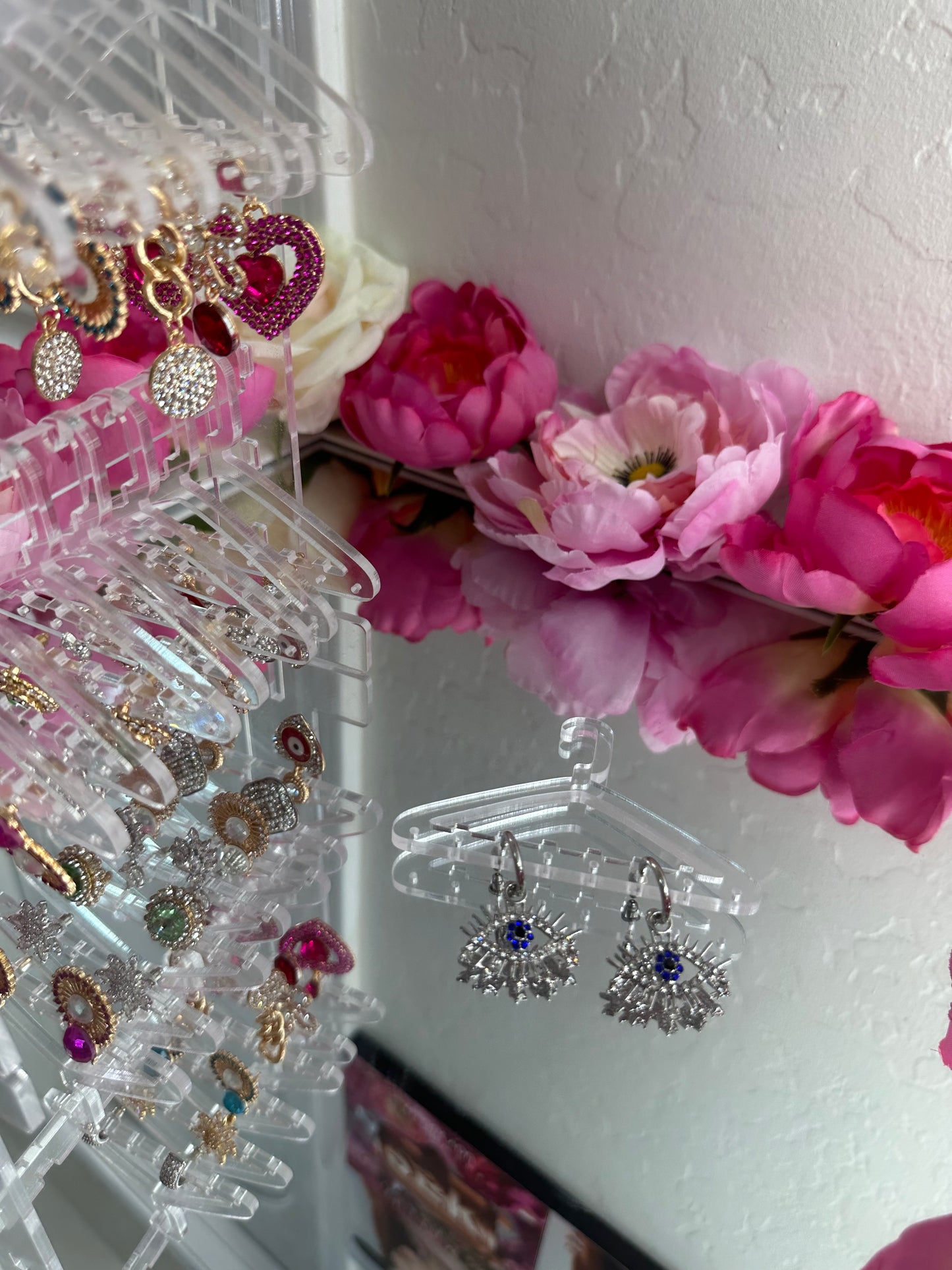 Evil Eye Hoop Earrings - Silver